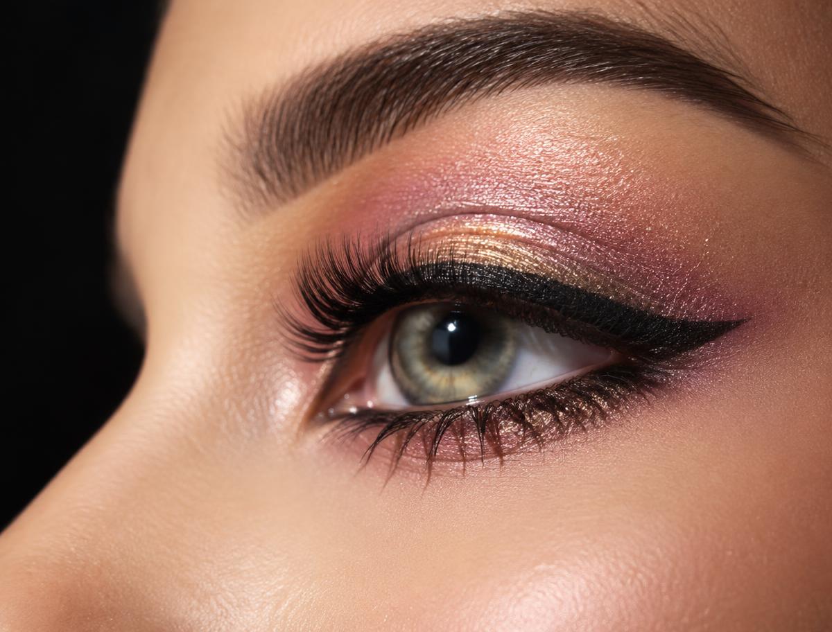 Soft pink and gold eye makeup